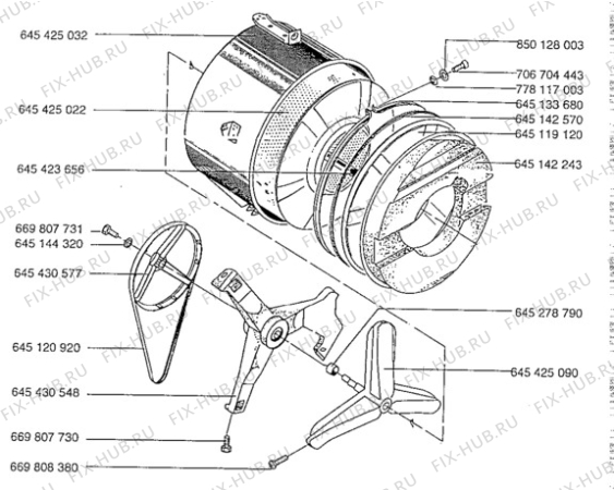 Взрыв-схема стиральной машины Aeg LAV50600 - Схема узла Drum